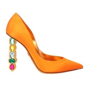 Dolce & Gabbana Orange Heels with Jewel Accents
